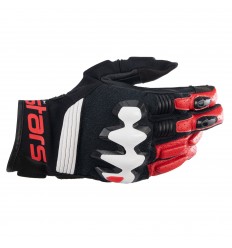 Guantes Alpinestars Halo Leather Negro Blanco Rojo Brillo |3504822-1304|