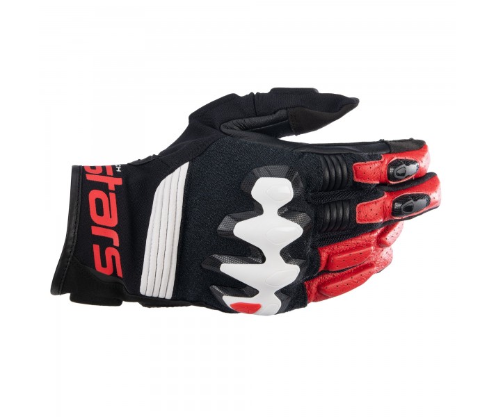 Guantes Alpinestars Halo Leather Negro Blanco Rojo Brillo |3504822-1304|