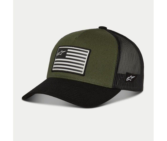 Gorra Alpinestars Flag Snapback Negro Verde Militar |1211-81013-6910|