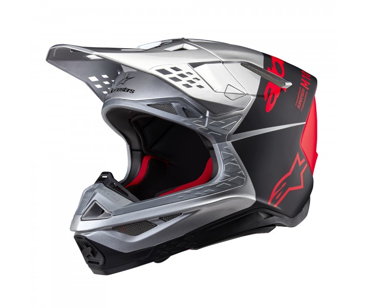 Casco Alpinestars Supertech S-M10 Flood Plata Negro Naranja Fluor M&G |8300923-1