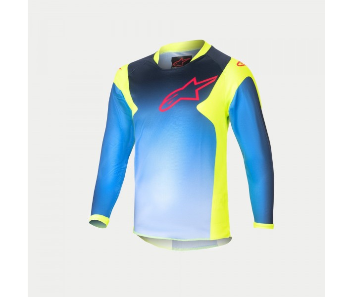 Camiseta Infantil Alpinestars Racer Hoen Amarillo Fluor Azul |3730124-525|