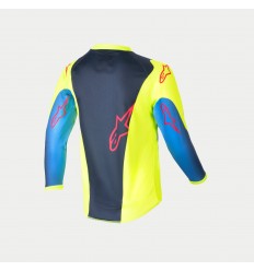 Camiseta Infantil Alpinestars Racer Hoen Amarillo Fluor Azul |3730124-525|