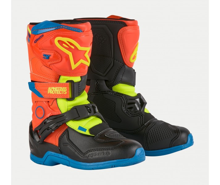 Botas Alpinestars Kids Tech 3S Naranja Fluor Azul Amarillo Fluor |2014524-4755|