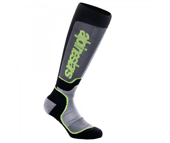 Calcetines Alpinestars Mx Plus Negro Gris Amarillo Fluor |4702324-175|