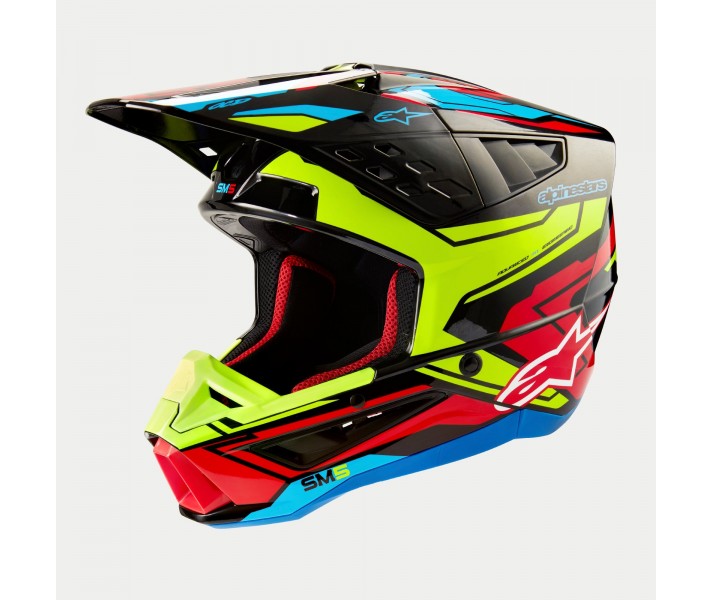 Casco Alpinestars S-M5 Action 2 Negro Amarillo Fluor Rojo Brillo |8306023-1533|