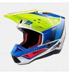 Casco Alpinestars S-M5 Sail Amarillo Fluor Esmalte Azul Plata Brillo |8306723-55