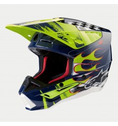 Casco Alpinestars S-M5 Rash Azul Marino Amarillo Fluor Brillo |8307023-7455|