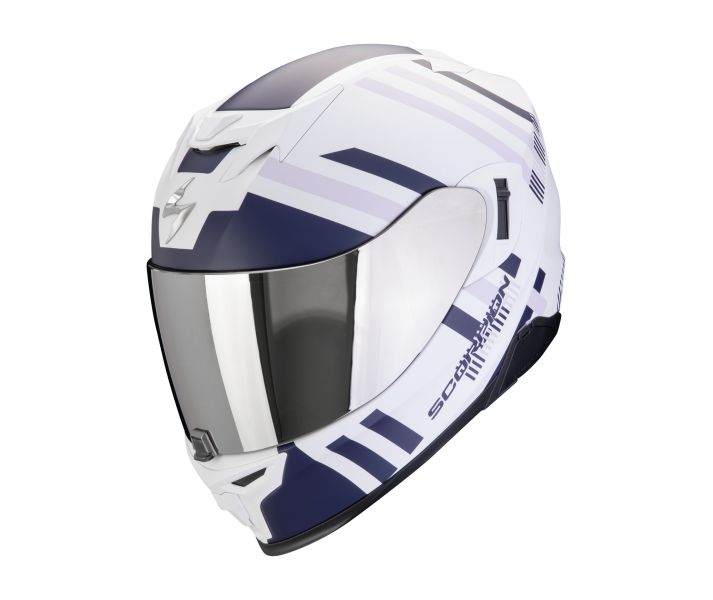 Casco Scorpion Exo-520 Evo Air Banshee Blanco Mate Azul |172-447-330|