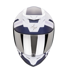 Casco Scorpion Exo-520 Evo Air Banshee Blanco Mate Azul |172-447-330|