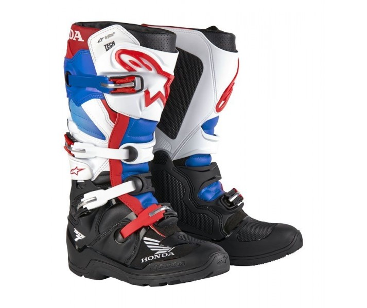 Botas Alpinestars Honda Tech 7 Enduro Drystar Negro Blanco Azul Brillo Rojo