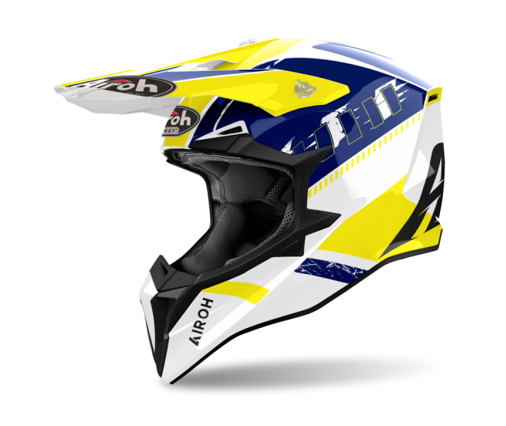 Casco Airoh Wraaap Feel Amarillo Azul Brillo |WRF18|