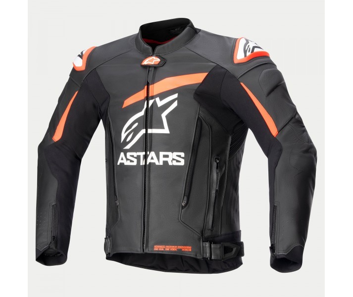 Chaqueta Alpinestars Gp Plus V4 Leather Negro Rojo Fluor Blanco |3100524-1321|