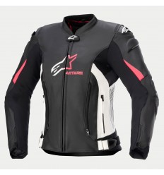 Chaqueta Alpinestars Mujer Gp Plus V4 Leather Negro Blanco Rosa |3110524-1832|