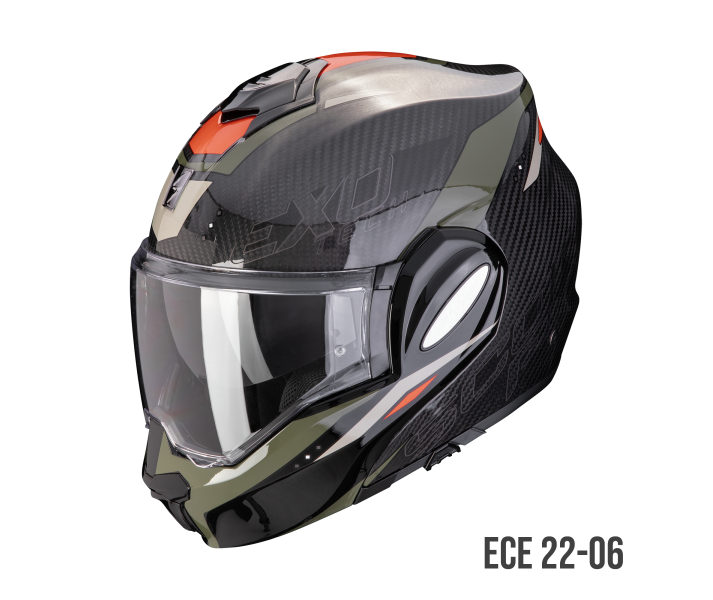 Casco Scorpion EXO Tech Evo Carbon Rover Negro Verde |118-433-69|