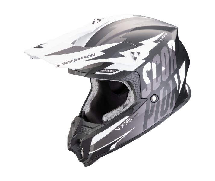 Casco Scorpion Vx 16 Evo Air Slanter Negro Mate Plata |146-431-159|