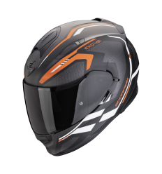 Casco Scorpion Exo 491 Kripta Negro Mate Naranja Blanco |48-450-333|