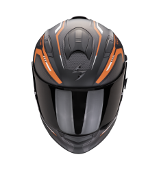 Casco Scorpion Exo 491 Kripta Negro Mate Naranja Blanco |48-450-333|