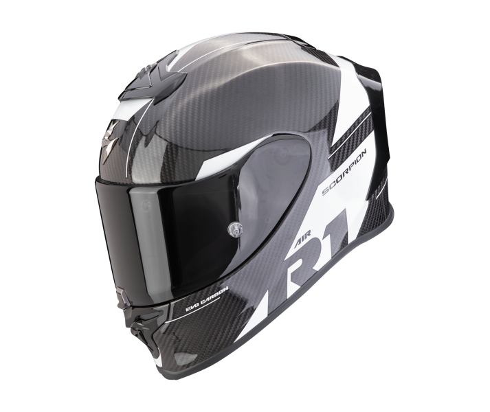 Casco Scorpion Exo R1 Evo Carbon Air Rally Negro Blanco, 110-434-55