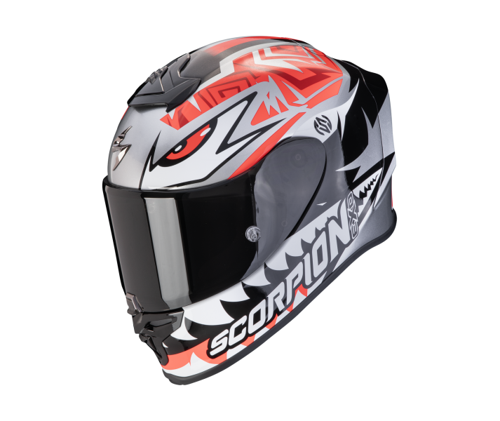 Casco Scorpion Exo R1 Evo Air Zaccone Plata Negro Rojo |110-439-327|