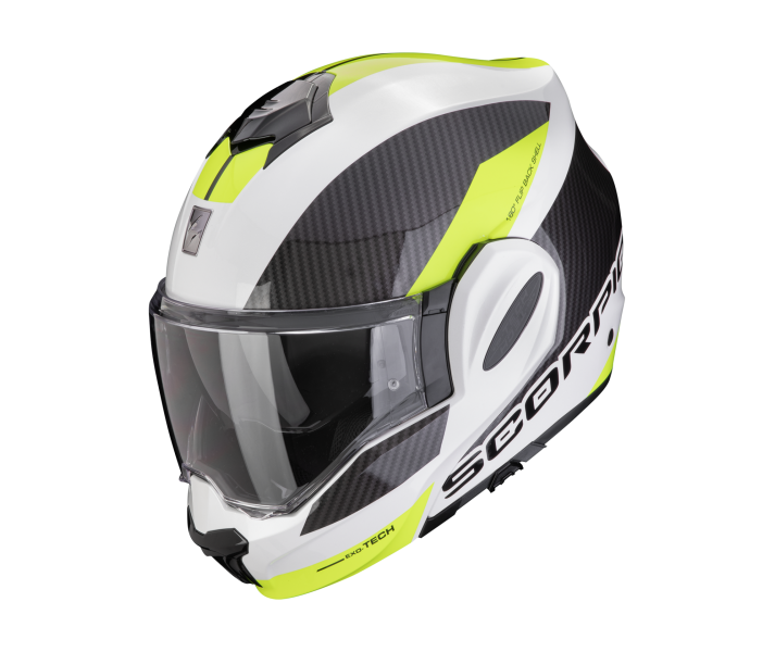 Casco Scorpion Exo-Tech Evo Team Blanco Amazillo Fluor |118-457-338|