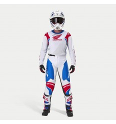 Traje Alpinestars Honda Racer Iconic Blanco Azul Rojo Brillo