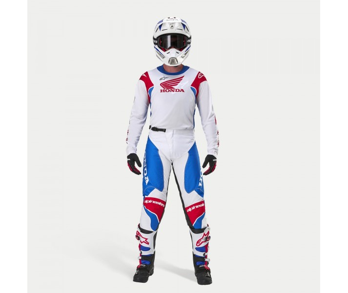 Traje Alpinestars Honda Racer Iconic Blanco Azul Rojo Brillo