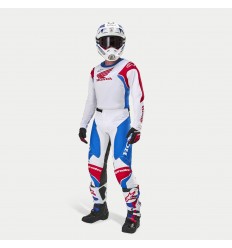 Traje Alpinestars Honda Racer Iconic Blanco Azul Rojo Brillo