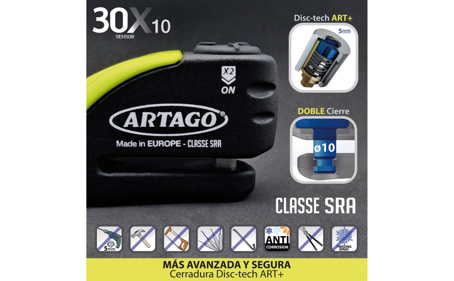 Candado moto para disco de freno 24S con alarma y Avisador