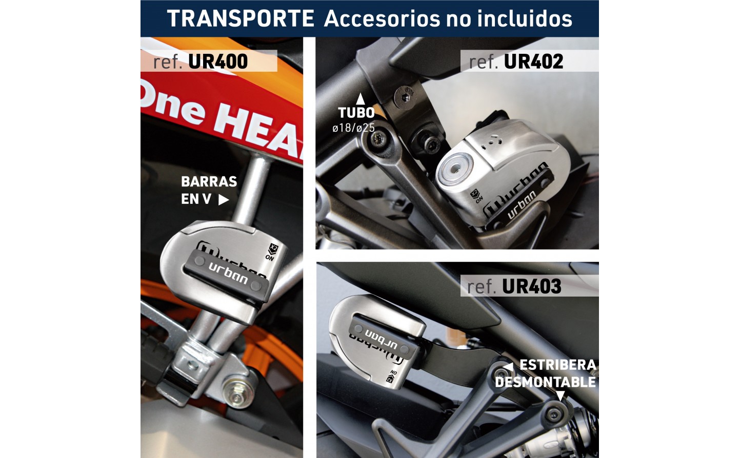 Candado Moto Disco Urban Alarma Homologado 14 Inox., UR14S