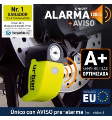 Candado Moto Urban Alarm Disk Homologated Sra Eje Ø6mm Resistente Agua |UR6|