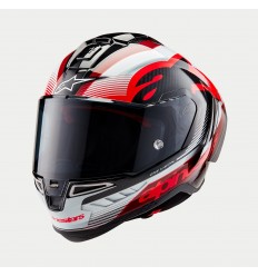 Casco Alpinestars Supertech R10 Team Negro Carbón Rojo Blanco Brillo