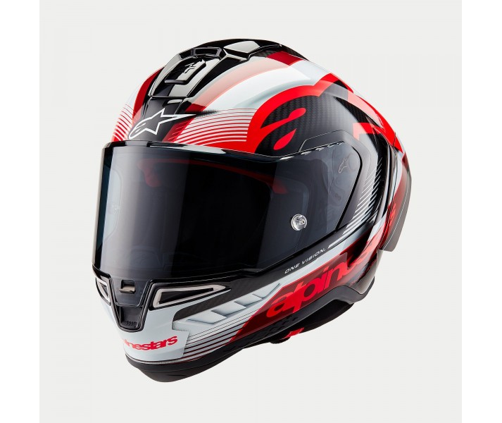 Casco Alpinestars Supertech R10 Element Negro Carbón Rojo Blanco Brillo