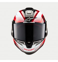 Casco Alpinestars Supertech R10 Element Negro Carbón Rojo Blanco Brillo