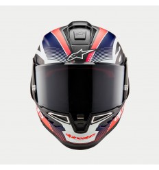 Casco Alpinestars Supertech R10 Team Negro Carbón Rojo Fluor Azul Mate