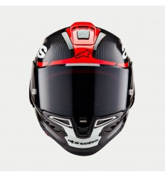 Casco Alpinestars Supertech R10 Element Negro Carbon Rojo Blanco Brillo