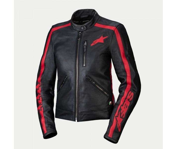 Chaqueta Alpinestars Mujer Dyno Cuero Negro Rojo |3113924-1346|