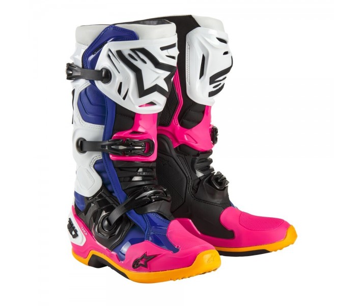 Botas Alpinestars Limited Edition Tech 10 Coast Blanco Azul Oscuro Rosa Fluor