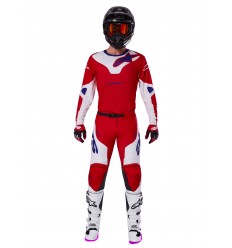 Traje Alpinestars Racer Veil Blanco Rojo Brillo