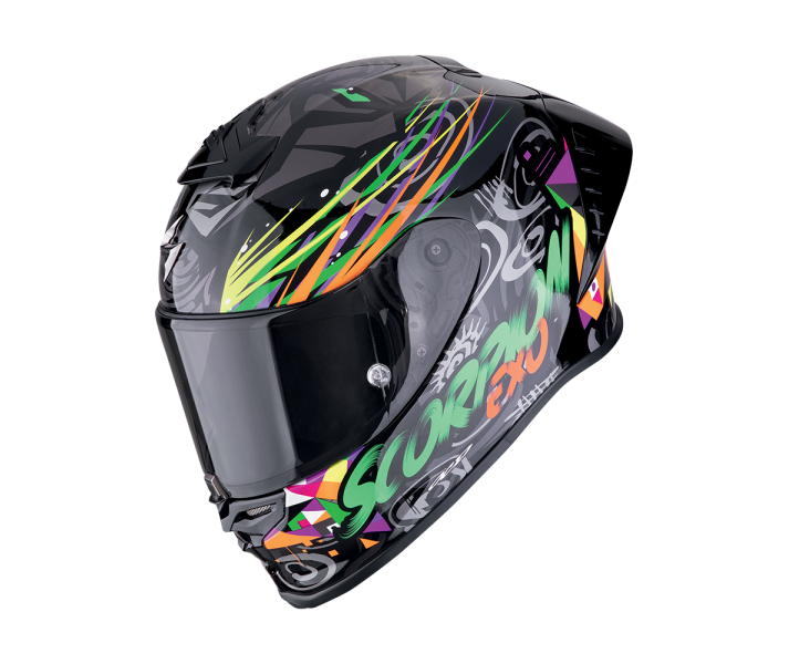 Casco Scorpion Exo-R1 Evo II Air Savage Negro Verde Naranja |111-505-161|