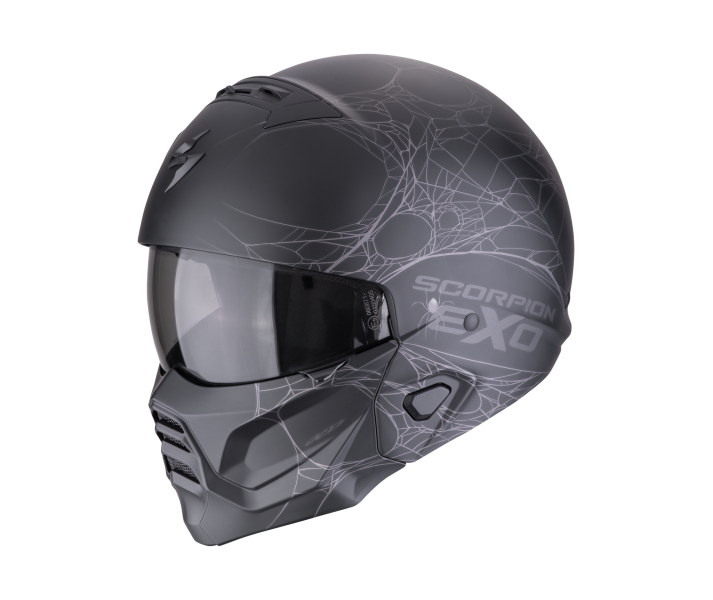 Casco Scorpion Exo-Combat II Spiderweb Negro Mate Plata |182-476-159|