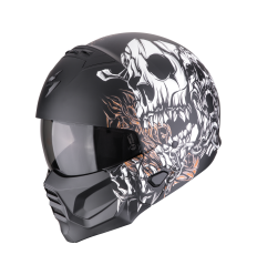 Casco Scorpion Exo-Combat II Genesis Negro Mate Blanco Oro |182-485-353|