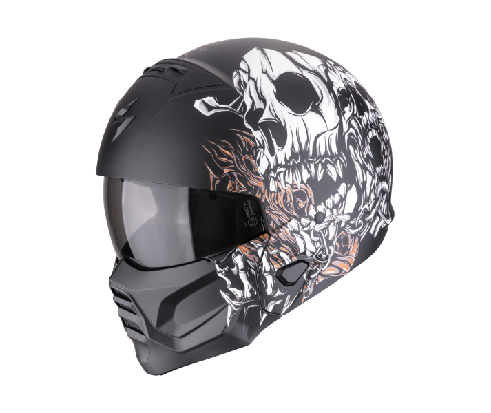 Casco Scorpion Exo-Combat II Genesis Negro Mate Blanco Oro |182-485-353|