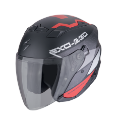 Casco Scorpion Exo-230 Band Negro Mate Rojo Plata |23-481-355|