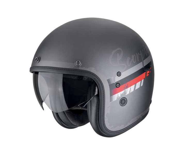 Casco Scorpion Belfast Evo Adonis Plata Mate Rojo |78-497-255|