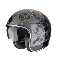 Casco Scorpion Belfast Evo Drive Fast Plata Negro Oro |78-498-364|