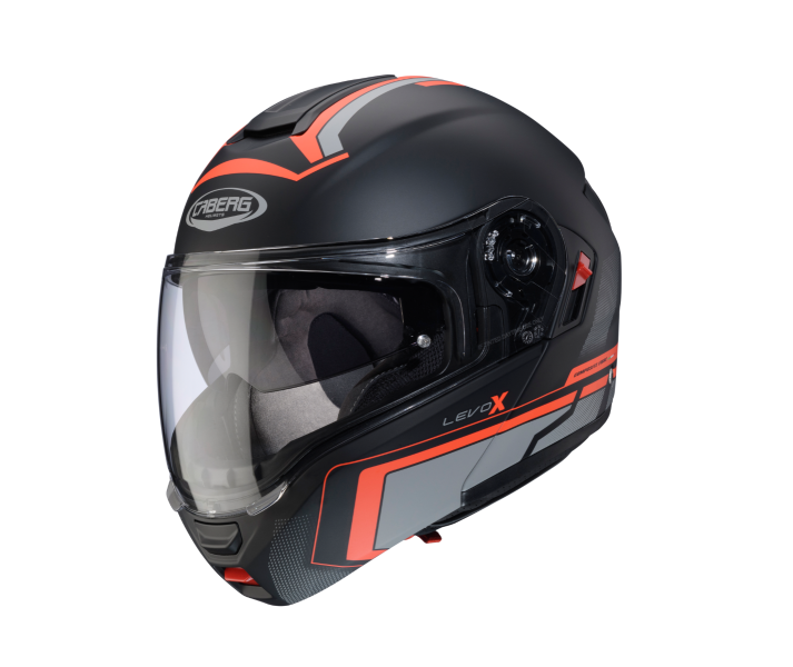 Casco Caberg Levo X Elite Negro Gris Rojo Fluor |C0GF60L7|