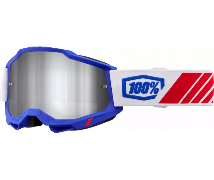 Máscara 100% Accuri 2 Kolby Azul Blanco Rojo Lente Plateada