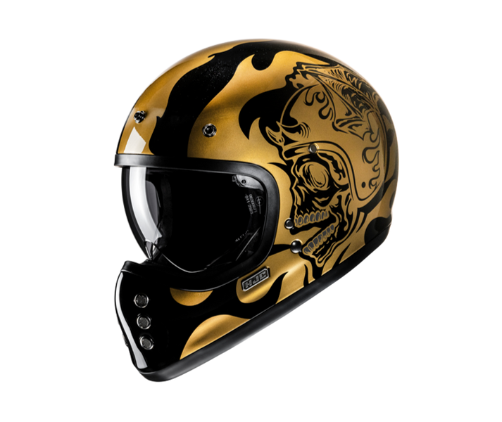 Casco Hjc V60 Flame Negro Gris Dorado |17470906|
