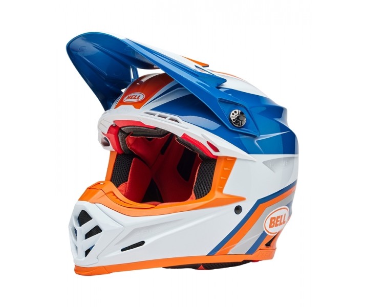 Casco Bell Moto-9S Flex Merchant Naranja Brillo Azul |8009255009|