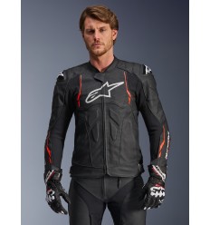 Chaqueta Alpinestars Dusk Airflow Leather Negro Rojo Fluor |3100525-1030|